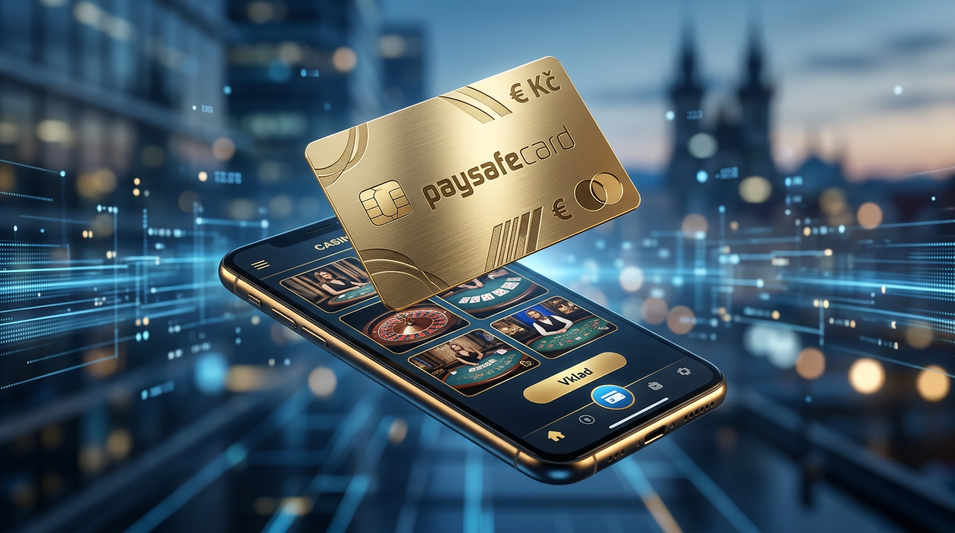 Luxusní zobrazení Paysafecard a chytrého telefonu v prostředí online kasina